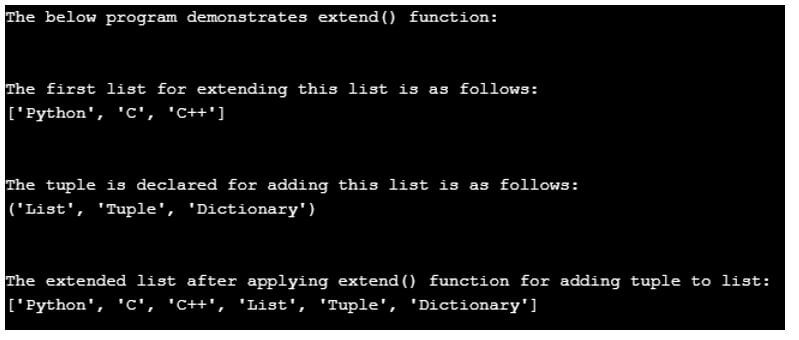 Python List extend  Working of extend() Method of the List with